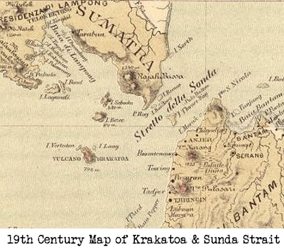 19th Century Map of Krakatoa and Sunda Strait