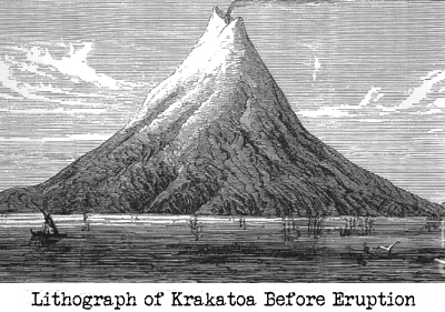 Lithograph of Krakatoa 1883