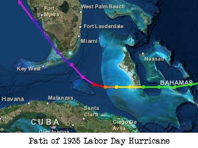 1935 Labor Day Hurricane Map